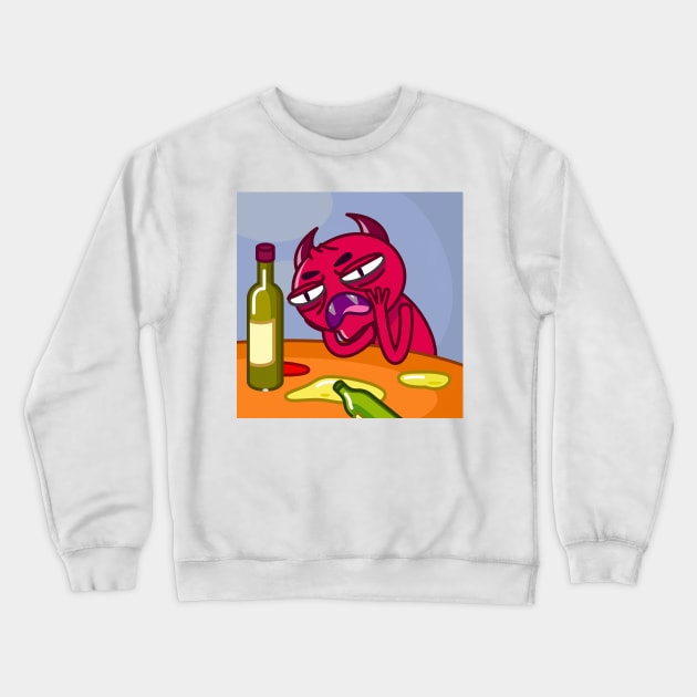 The Red Devil is a drunkard Crewneck Sweatshirt by ManimeXP